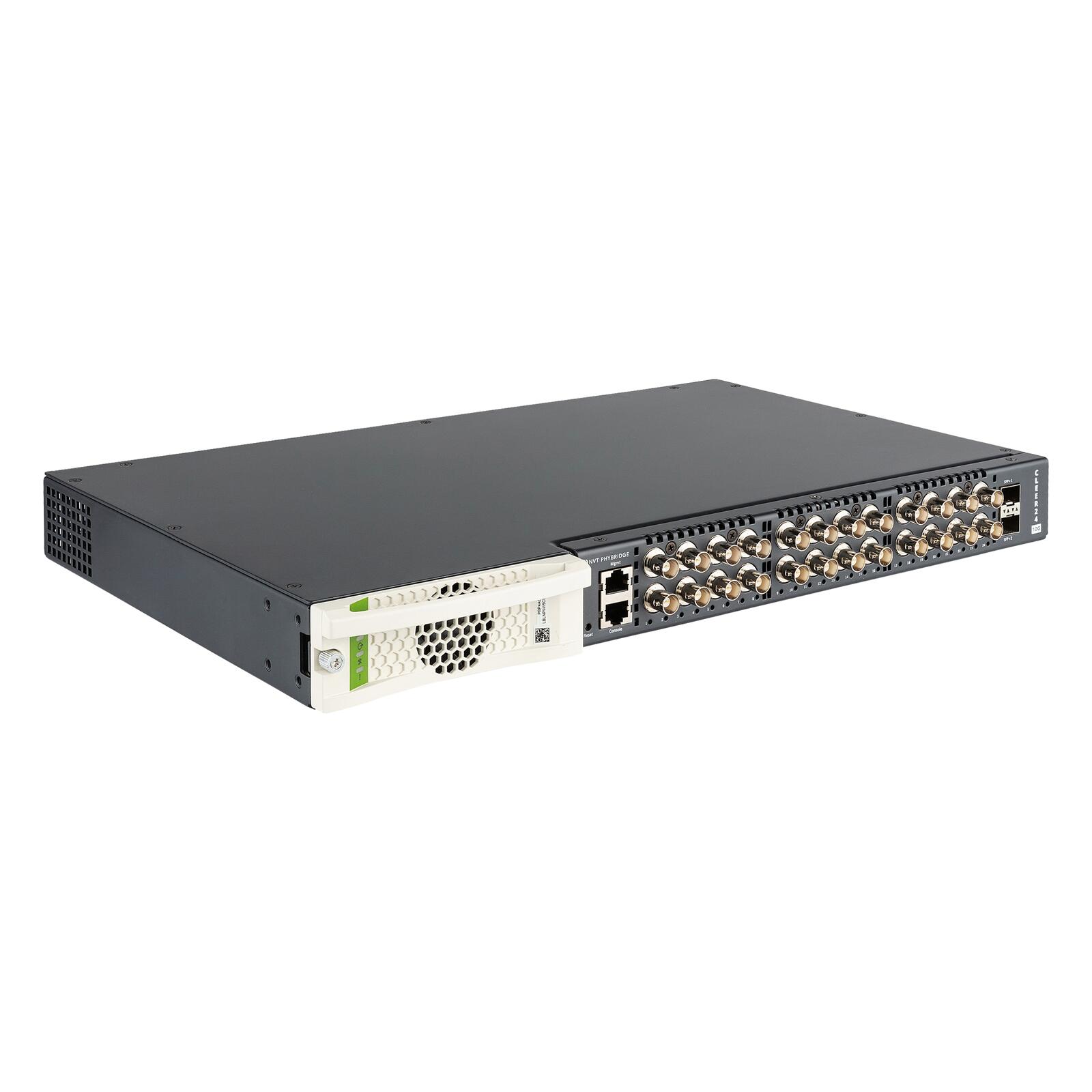 Der Ethernet-Switch für Koaxialverkabelung „NV-CLR-024-10G“ eignet sich vor allem zum Anschluss energieintensiver IoT-Geräte.