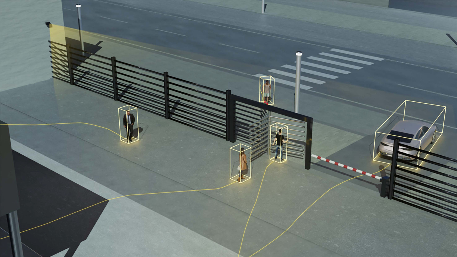 Mit 3D-Lidar lassen sich Zäune, Fassaden und Freiflächen im Umfeld von Kritis optimal überwachen und so vor Sabotage schützen.