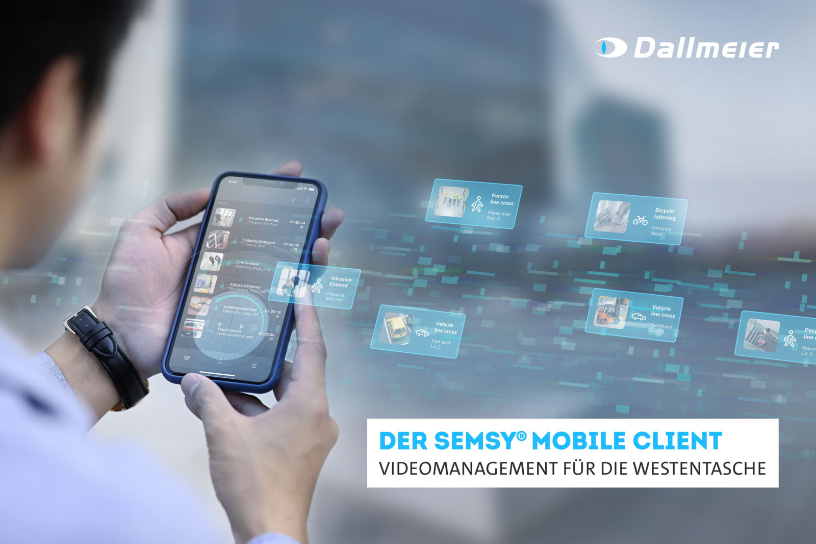 Verbindet die funktionalen und sicherheitstechnischen Anforderungen professioneller Organisationen mit der Anwenderfreundlichkeit und Einfachheit von Consumer-Apps: Der neue Dallmeier Semsy Mobile Client.
