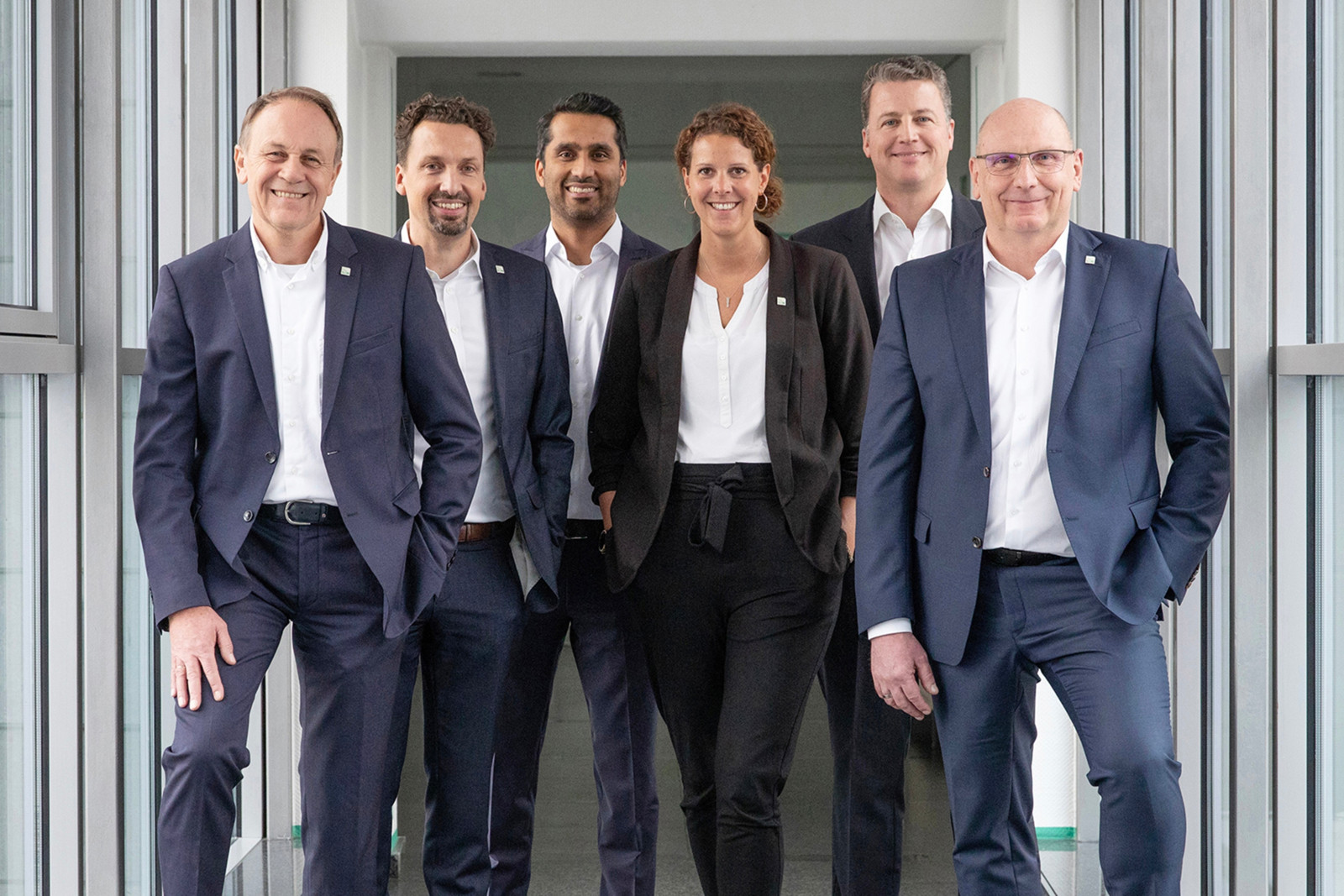 Vorstandsteam und Management-Board der Schulte-Schlagbaum-Gruppe (v.l.n.r.): Johannes Weißbach, Marc Ströter, Sven Gill, Nadine Nowacki, Thomas Golatta und Peter Pongratz. 
